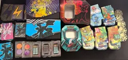 Pokemon TCG LOT *EMPTY* Elite Trainer Boxes, Tins, Dividers, Dice, Sleeves, etc - Image 1