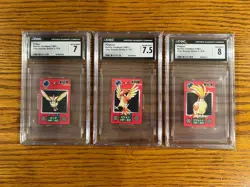CGC 1997 Mini Carddass Pokemon Pidgey Pidgeotto Pidgeot Evo Line Sequencial Set - Image 1