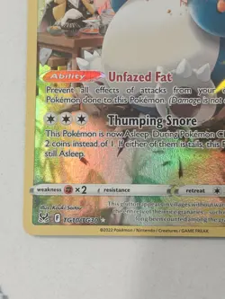 Snorlax TG10/TG30 SWSH Lost Origin Trainer Gallery Holo Pokemon TCG Card - Image 5