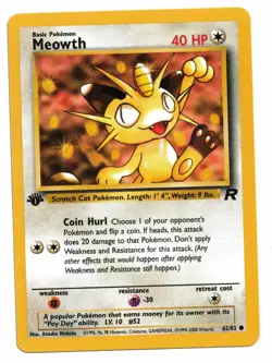 Pokemon Card: Meowth 62/82 1st Edition Team Rocket Set Rare! EXC - Image 1