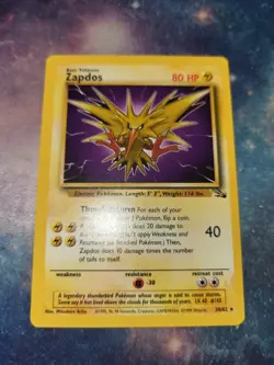 Pokemon TCG Zapdos Fossil Card 30/62 Unlimited Rare Non-Holo WOTC - Image 1