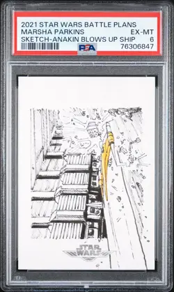 2021 TOPPS STAR WARS BATTLE PLANS SKETCH CARDS MARSHA PARKINS PSA 6 - Image 1