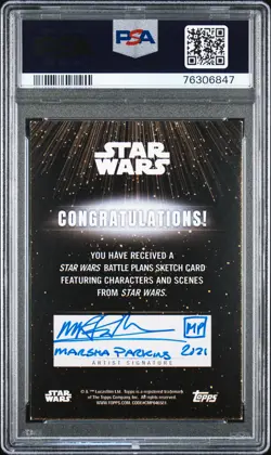 2021 TOPPS STAR WARS BATTLE PLANS SKETCH CARDS MARSHA PARKINS PSA 6 - Image 2