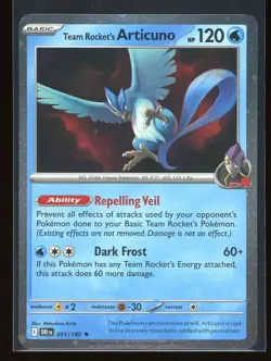 Team Rocket's Articuno 2025 Pokemon Destined Rivals 051/182 Cosmos Holo Promo - Image 1