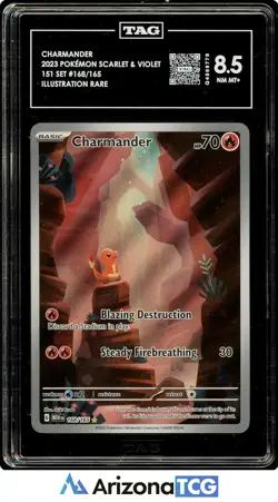 Pokemon 2023 Charmander 168/165 Illustration Rare Scarlet & Violet 151 TAG 8.5 - Image 1