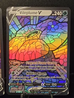 Oddish, Gloom, & Vileplume CUSTOM Stained Glass Holo Cards -Dissplay Only - Image 4