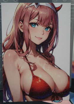 Zero Two 02 Darling in the Franxx Sexy Anime Waifu Textured Custom Card - Image 2