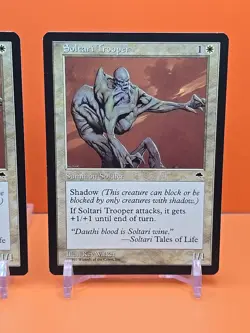 ⚪⚪⚪ (2) 1997 Magic The Gathering TEMPEST SOLTARI TROOPER PLAYED ⚪⚪⚪ - Image 3