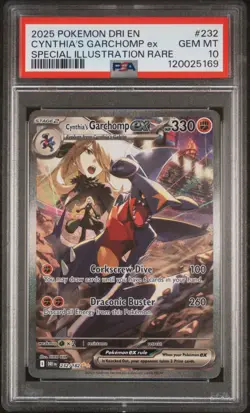 2025 POKEMON DRI EN-DESTINED RIVALS #232 CYNTHIA'S GARCHOMP EX PSA 10 - Image 1