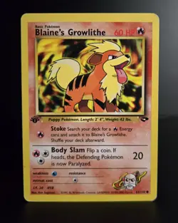 Pokemon TCG - BLAINE'S GROWLITHE #62 - 1ST EDITION - GYM CHALLENGE 2000 - MP/LP - Image 1