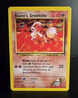 Pokemon TCG - Blaine's Growlithe - 62/132 - Unlimited - Gym Heroes (2000) - MP - Image 1