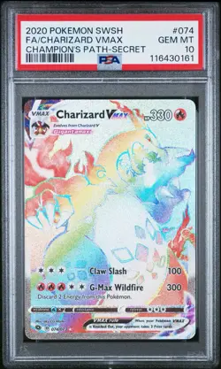 Charizard VMAX 74/73 Champion's Path Rainbow Secret Rare PSA 10 Pokemon TCG - Image 1