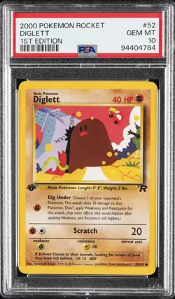 2000 POKEMON ROCKET 1ST ED #52 DIGLETT PSA 10 - Image 1