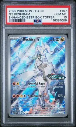 2025 POKEMON JTG EN-JOURNEY TOGETHER #167 N'S RESHIRAM PSA 10 - Image 1