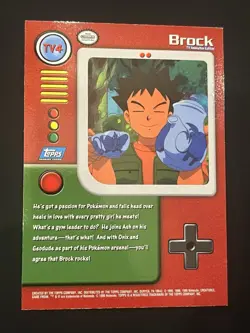 Pokemon Topps Brock Foil Series 1 TV Animation Edition #TV4 1999 NM - Image 2