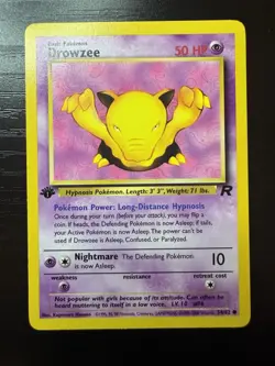1st Edition Drowzee 54/82 - Team Rocket Pokemon Card LP - Image 1