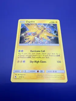 ⚡Zapdos 24/68 Holo Rare - Sun & Moon Hidden Fates Pokemon Card NM - Image 2