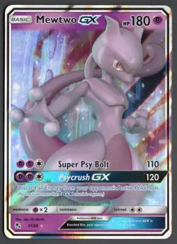 Pokemon Mewtwo GX Holo Ultra Rare TCG Card Hidden Fates 31/68 Full Art - Image 1