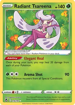Radiant Tsareena HP140 Elegant Heal Metal Pokemon Card-Collectible Gift Display - Image 1