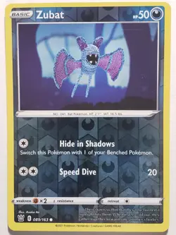 REVERSE HOLO Zubat 089/163 NM - Asako Ito Crocheted - Battle Styles Pokemon Card - Image 1