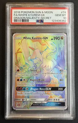 PSA 10 WHITE KYUREM GX 74 SECRET DRAGON MAJESTY SUN MOON POKEMON - Image 1
