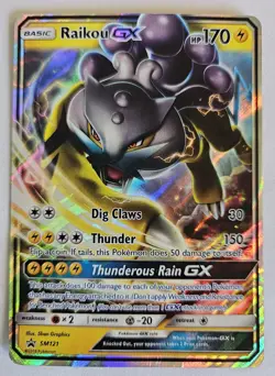 Raikou GX SM121 Black Star Promo Ultra Rare Holo Pokemon Card Damaged - Image 1