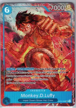 Monkey D Luffy OP02-062 SR Alt Alternate Art - One Piece Card Game - NM - Image 1