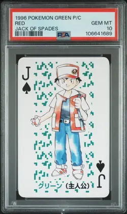 1996 POKEMON GREEN VERSION PLAYING CARDS JACK OF SPADES RED PSA 10 - Image 1