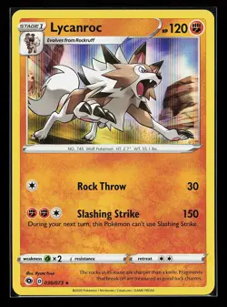 Lycanroc 30/73 Holo Rare Champion's Path Pokemon Card - Image 1