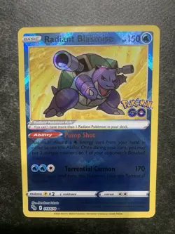 Pokemon Radiant Blastoise 018/078 Holo Radiant Rare Pokemon GO TCG NM Card 2022 - Image 1