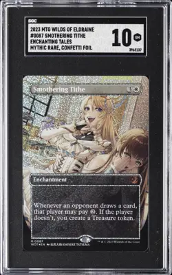 2023 MTG WILDS OF ELDRAINE ENCHANTING TALE CONFETTI FOIL SMOTHERING TITHE SGC 10 - Image 1
