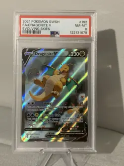 2021 POKEMON SWORD & SHIELD EVOLVING SKIES #192 FULL ART/DRAGONITE V PSA 8 - Image 1