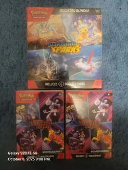 LOT OF 2 Pokemon TCG Destined Rivals And 1 Surging Sparks Booster Bundles - Image 1