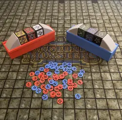 Yugioh Dungeon Dice Monsters Custom Counters + Dice Display Case + 3 Dice (RED) - Image 1