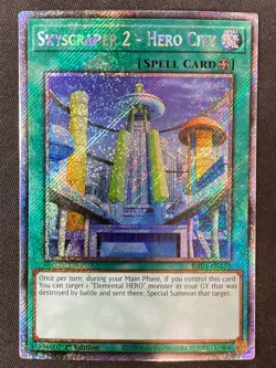 Yu-Gi-Oh #RA03-EN175 Skyscraper 2 - Hero City 1st Ed Platinum Secret Rare LP - Image 1