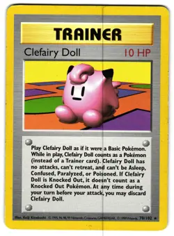 CLEFAIRY DOLL 70/102 - HP - SHADOWLESS BASE SET ENGLISH POKEMON CARD 2 - Image 1