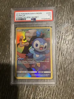Pokemon TCG Piplup Holo Secret Rare Card Cosmic Eclipse 239/236 HP/Creased - Image 1
