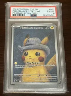 2023 Pikachu Promo Card Grey Felt Hat Scarlet Violet Van Gogh #085 PSA 6 LOW POP - Image 1