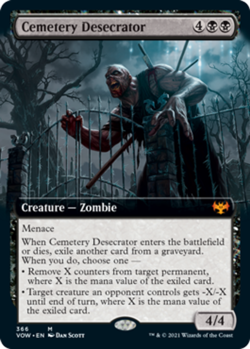 Near Mint, English - 1 x MTG Cemetery Desecrator - Foil - Extended Art Innistrad - Image 1