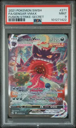 2021 POKEMON SWORD & SHIELD FUSION STRIKE SECRET #271 FULL ART/GENGAR VMAX PSA 9 - Image 1