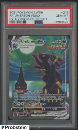 2021 Pokemon SWSH Evolving Skies Secret #215 Umbreon Vmax FA PSA 10 GEM MINT - Image 1