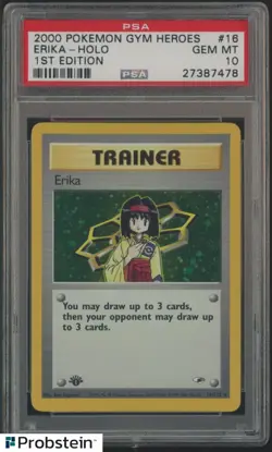 2000 Pokemon Gym Heroes 1st Edition #16 Erika Holo PSA 10 GEM MINT - Image 1