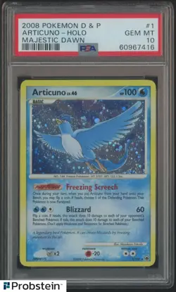 2008 Pokemon D & P Majestic Dawn #1 Articuno Holo Bleed PSA 10 GEM MINT - Image 1