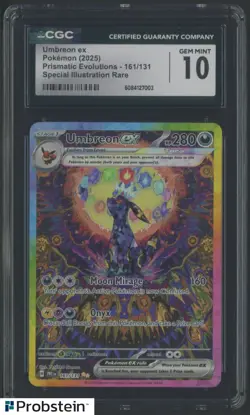 2025 Pokemon Prismatic Evolutions #161/131 Umbreon Ex SIR CGC 10 GEM MINT - Image 1