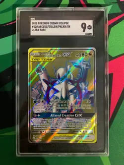 Pokemon TCG 2019 Arceus & Dialga & Palkia Tag Team SGC 9 Cosmic Eclipse 220/236 - Image 1