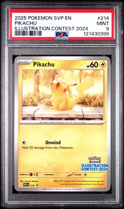 2025 POKEMON SVP EN-SV BLACK STAR PROMO ILLUSTRATION CONTEST 2024 PIKACHU PSA 9 - Image 1