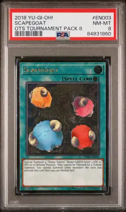 2018 YUGIOH OP08-EN003 SCAPEGOAT ULTIMATE RARE HOLO PSA 8 NM #84831860 - Image 1