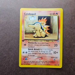 1st Edition Cyndaquil 57/111 Pokemon Neo Genesis Card - MP - First Ed - Image 1
