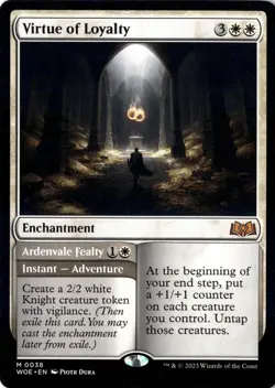 Virtue of Loyalty M Wilds of Eldraine 38 NM Magic MTG Normal - Image 1
