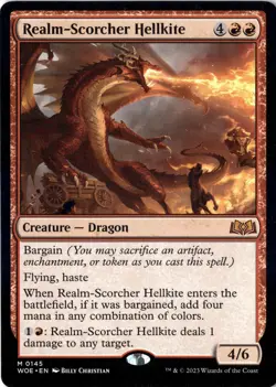 Realm-Scorcher Hellkite M Wilds of Eldraine 145 NM Magic MTG Normal - Image 1